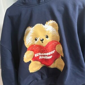 Navy Teddy Heart Hoodie